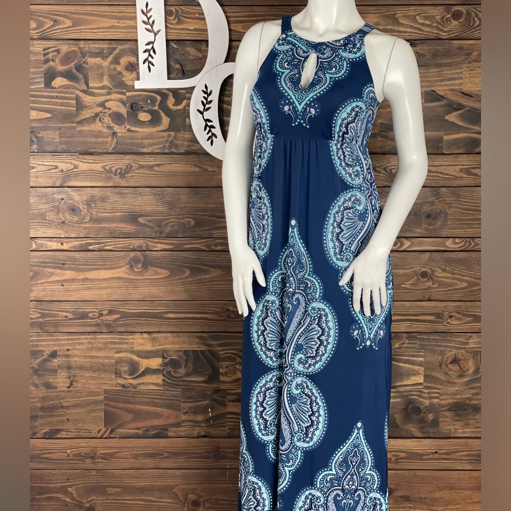 INC International Concepts | Sleeveless Maxi Halter Keyhole Neck Batik Paisley‎